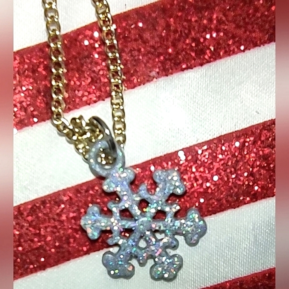 Rainbow Glitter Snowflake  Pendant - Picture 9 of 12